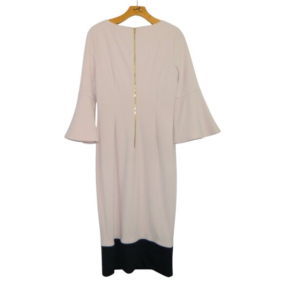 Calvin Klein Soft Pink 3/4 Quarter Inch Bell Cuff Sleeve Shift Dress Size 8 - Picture 9 of 16